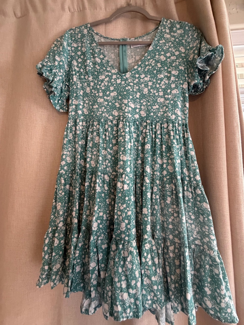 Hello Molly Teal Floral Tiered Dress for Kids